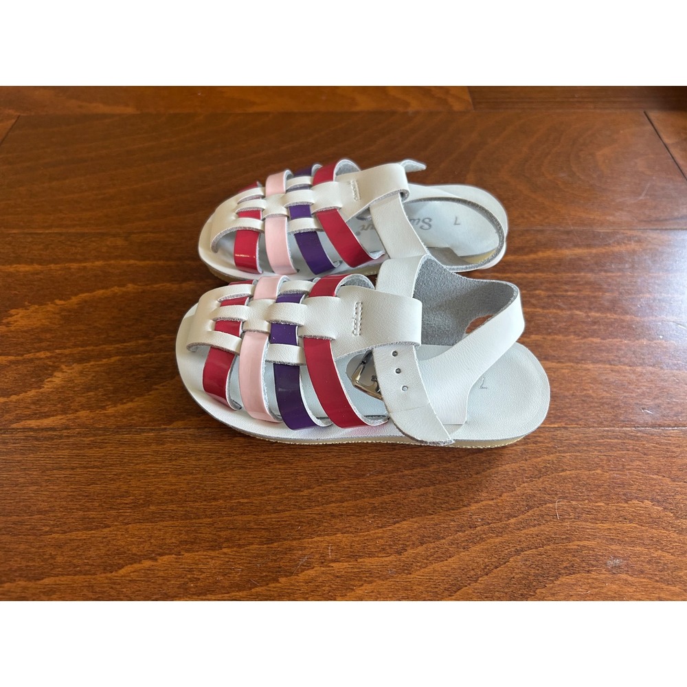 Sun-San Salt Water Sandals Sea Wee White NEW Leather Size 7 Toddler - Picture 2 of 6
